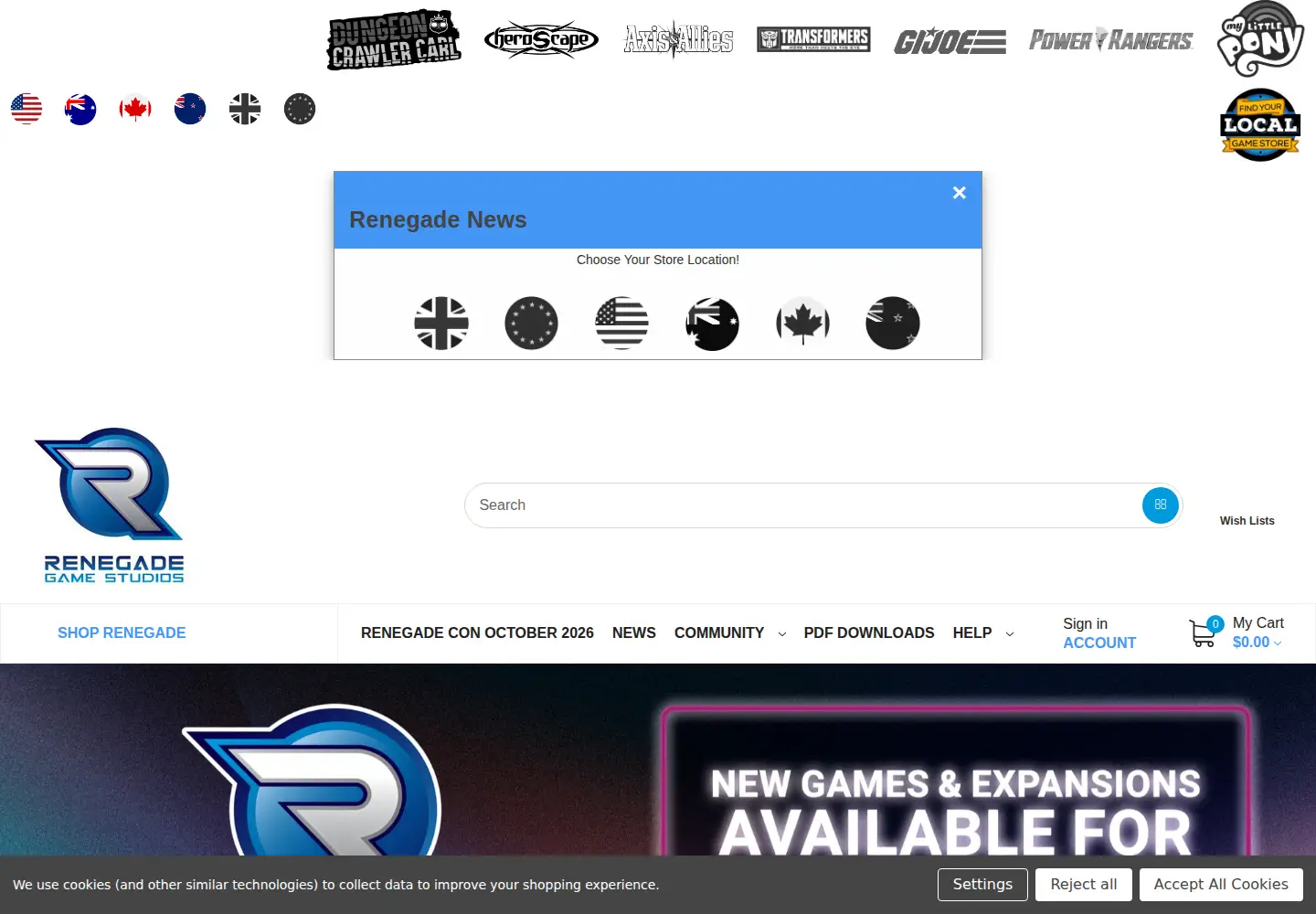 Screenshot of renegadegamestudios.com