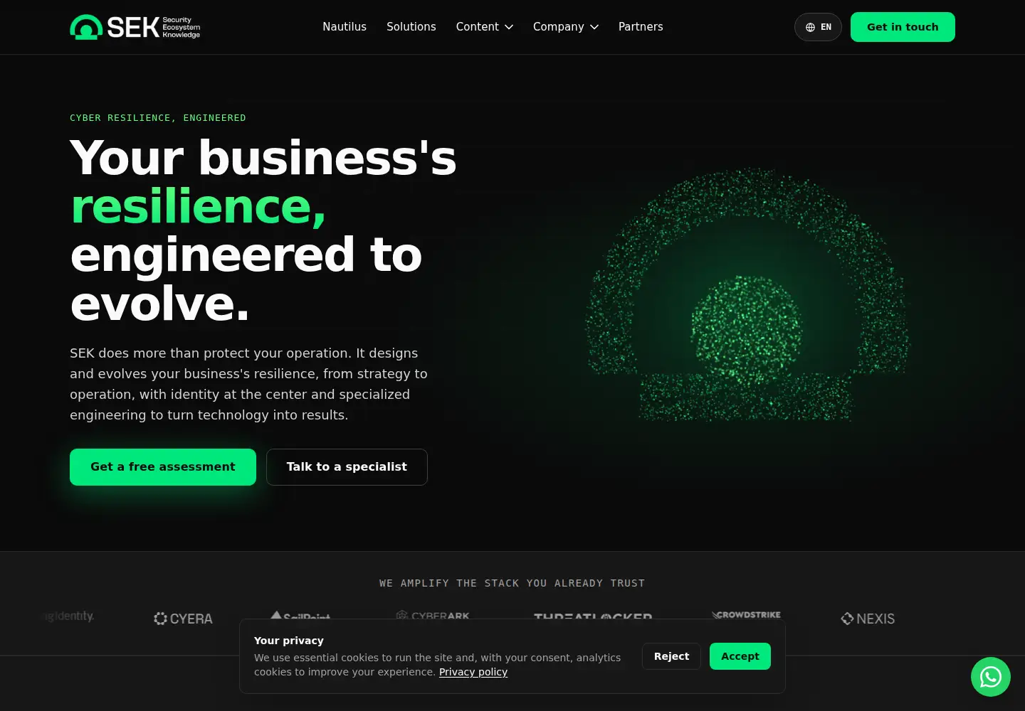 Captured homepage of sek.io in the current scan