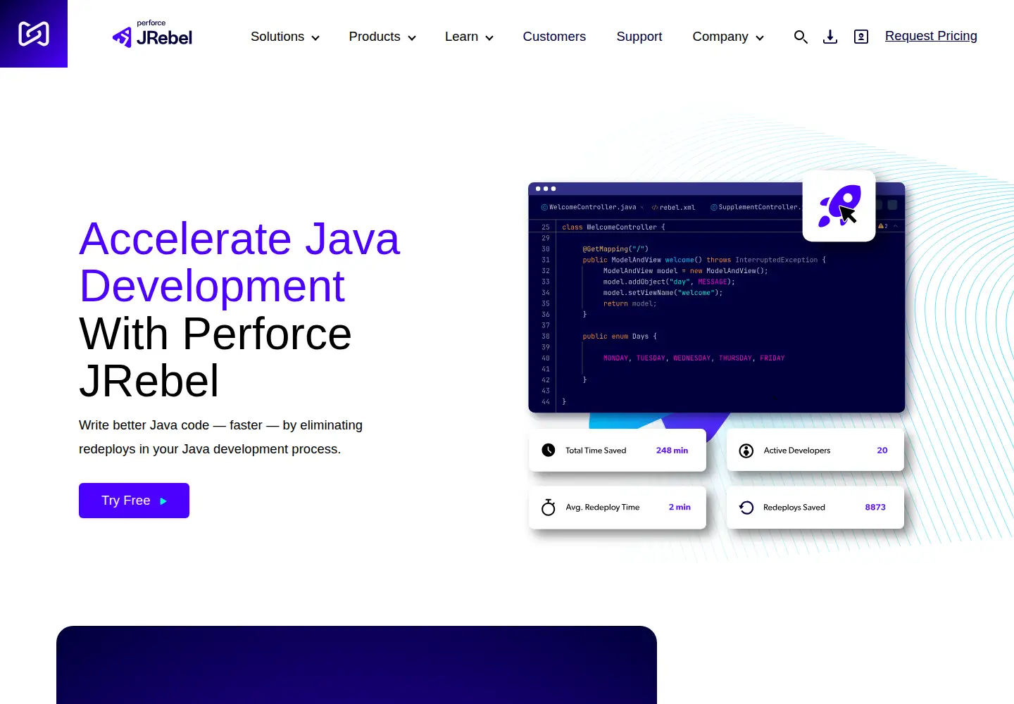 Captured homepage of jrebel.com in the current scan