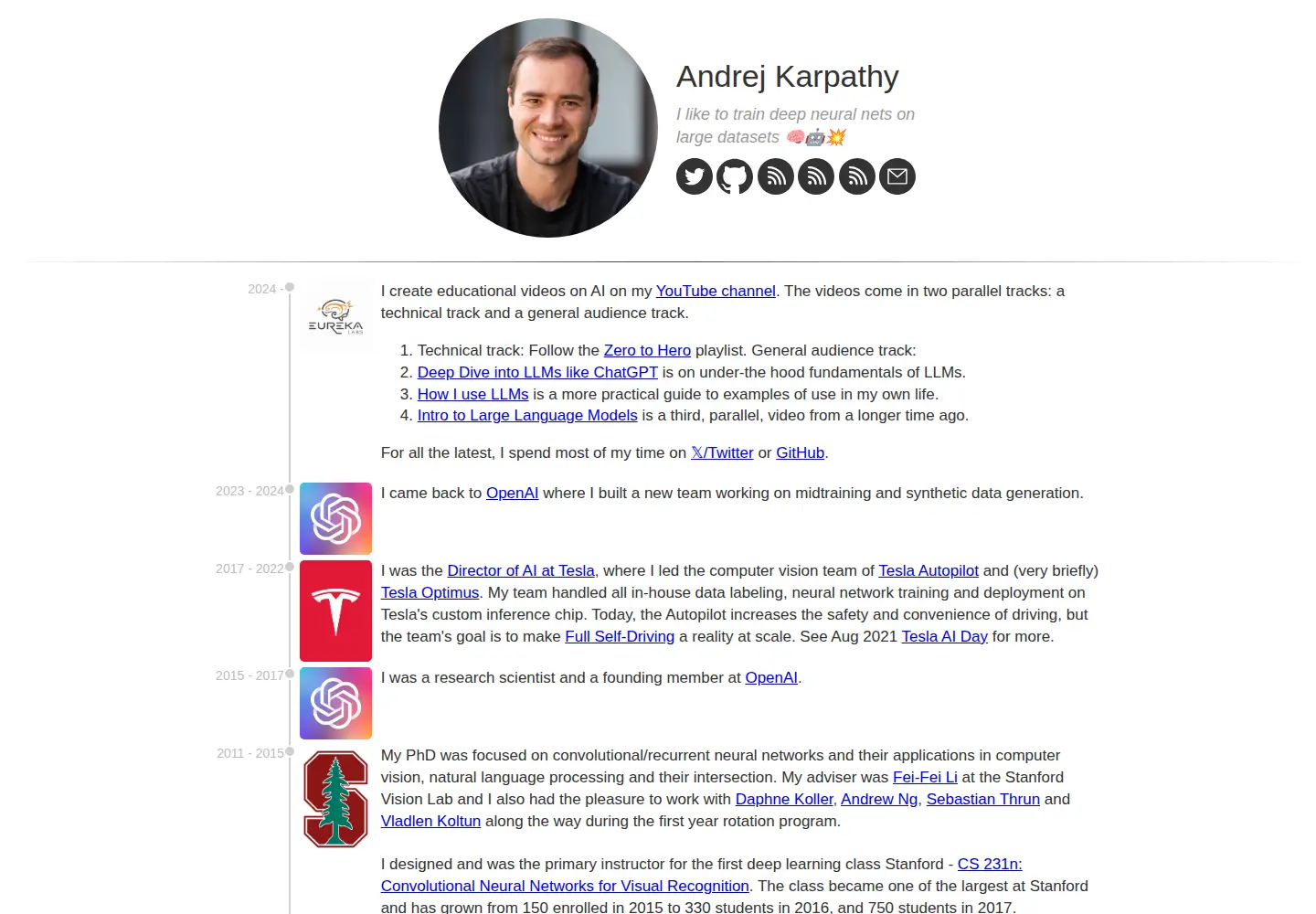 Captured homepage of karpathy.ai in the current scan