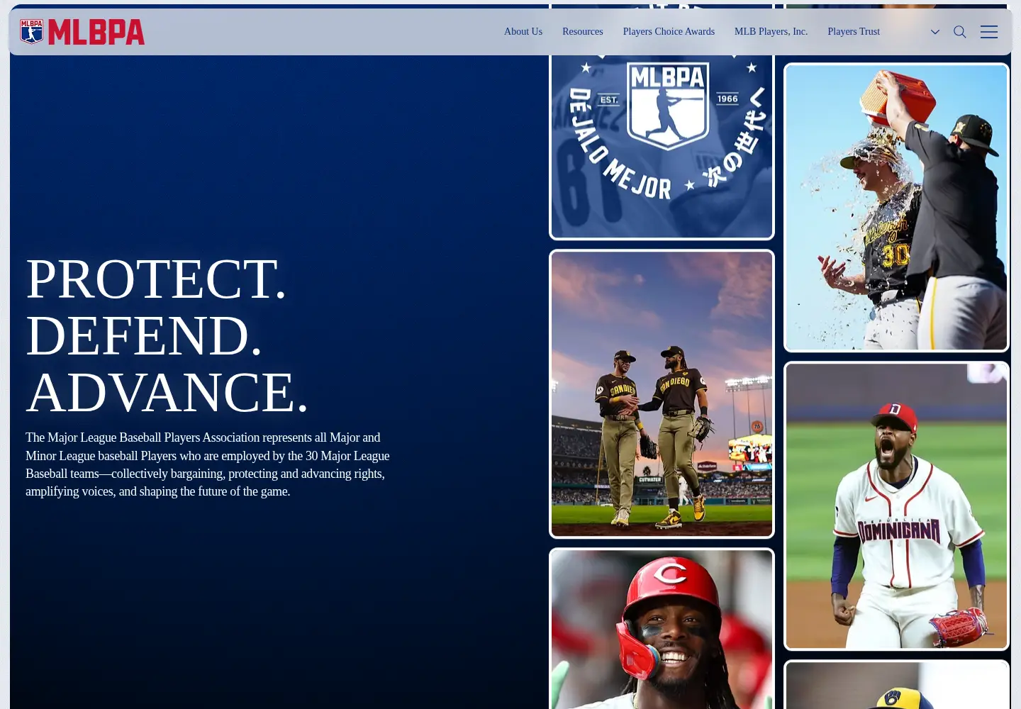 Captured homepage of mlbplayers.com in the current scan