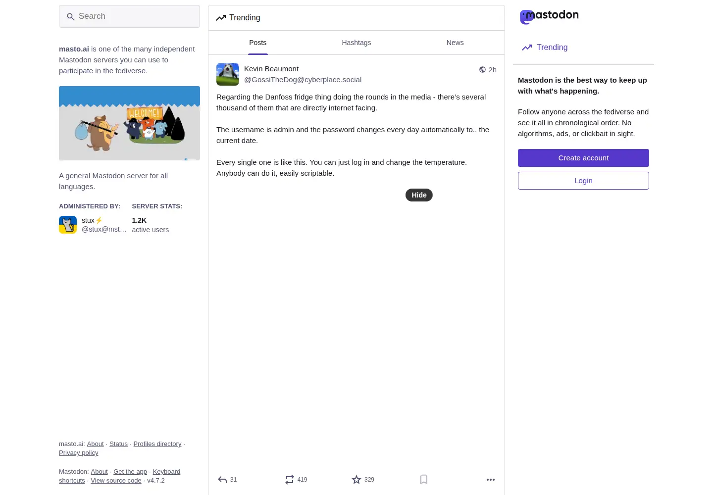 Screenshot of masto.ai