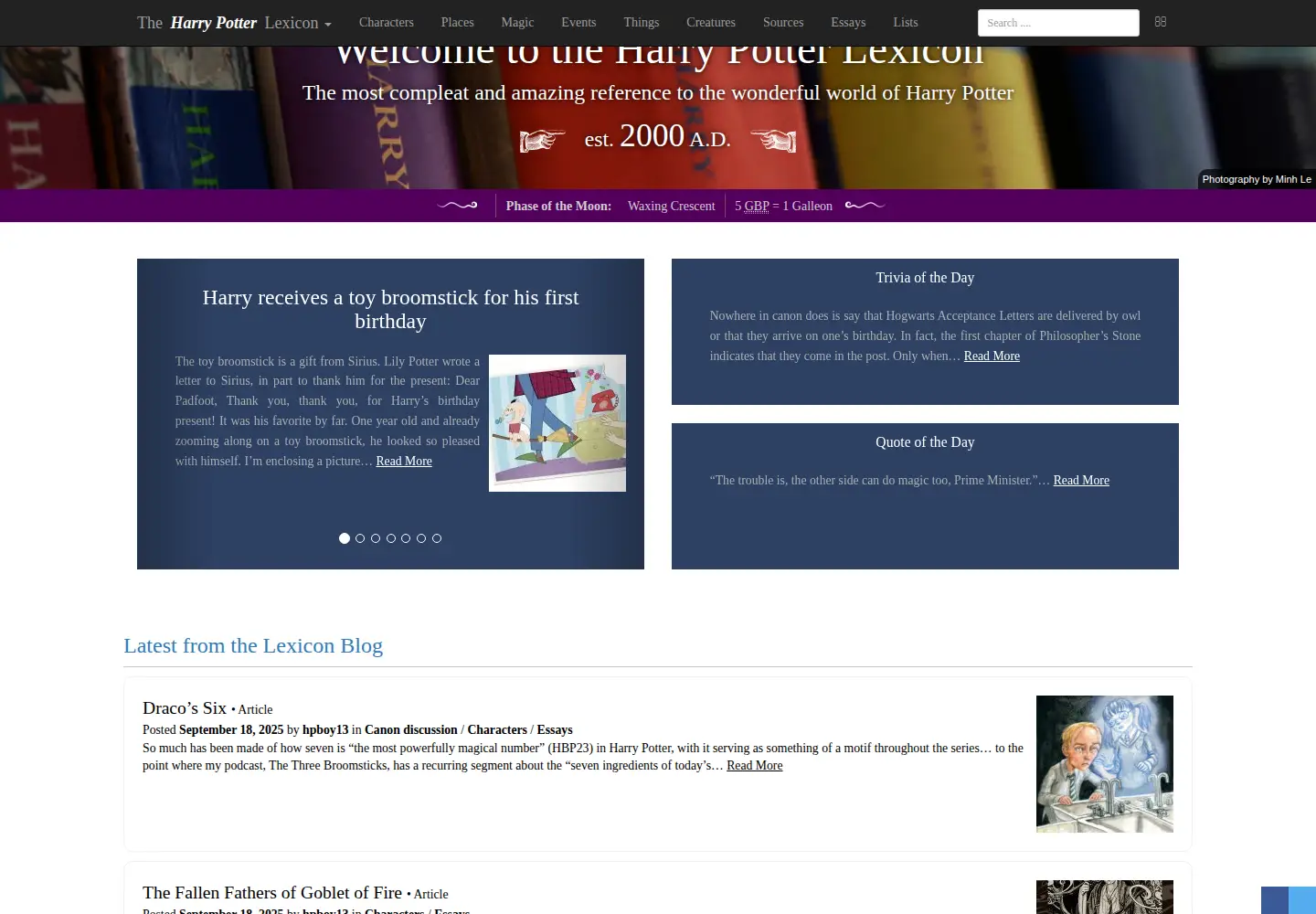 Captured homepage of hp-lexicon.org in the current scan
