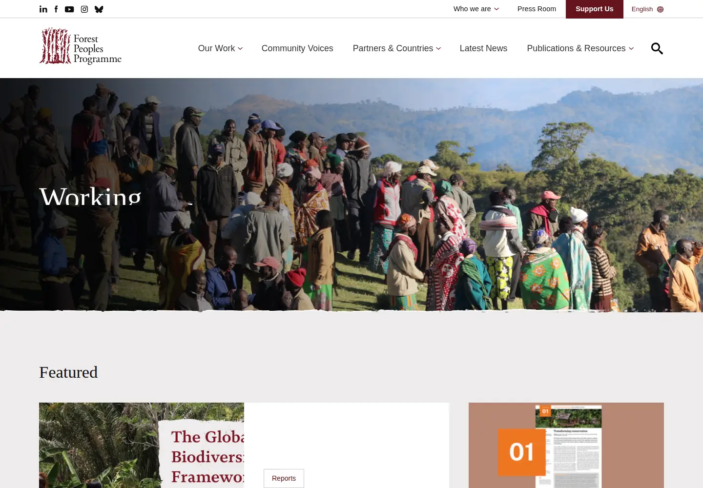 Captured homepage of forestpeoples.org in the current scan