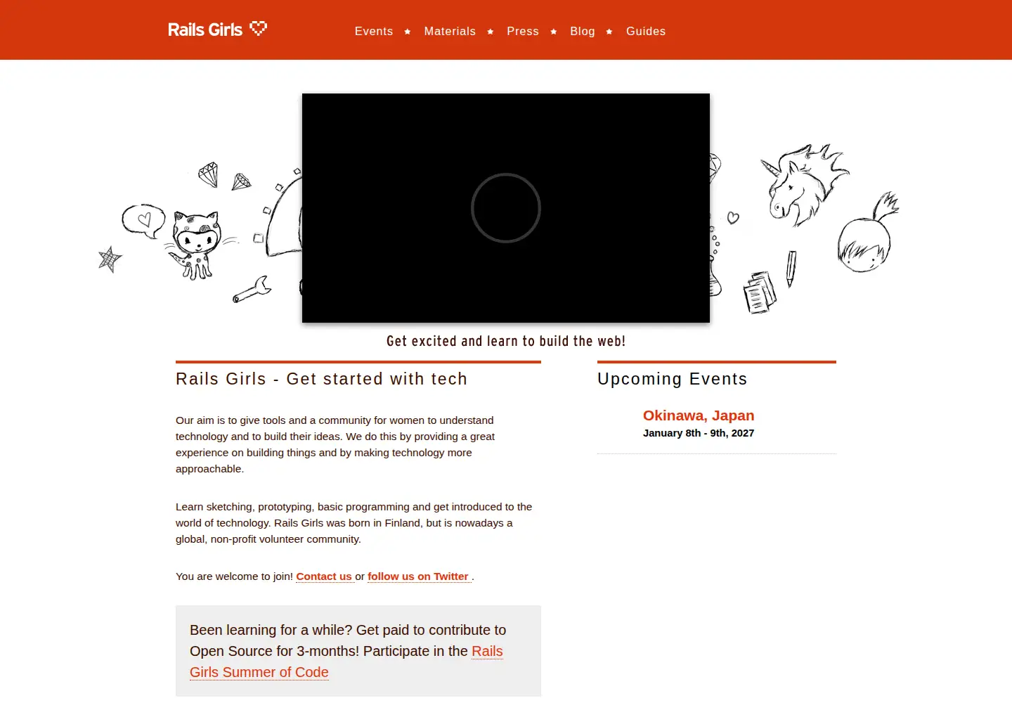 Captured homepage of railsgirls.com in the current scan