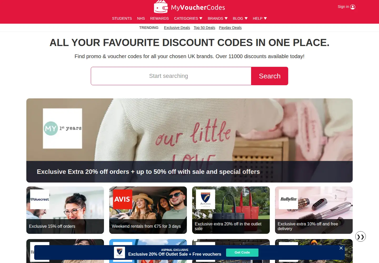 Screenshot of myvouchercodes.co.uk