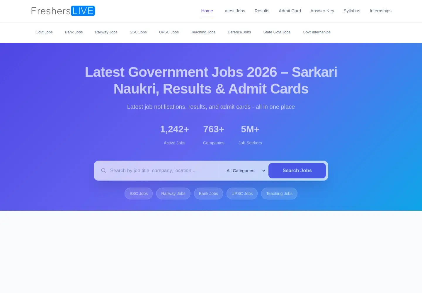 Screenshot of fresherslive.com
