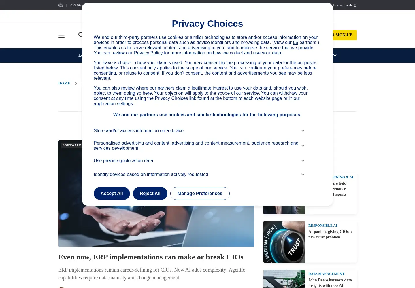 Captured homepage of intelligententerprise.com in the current scan