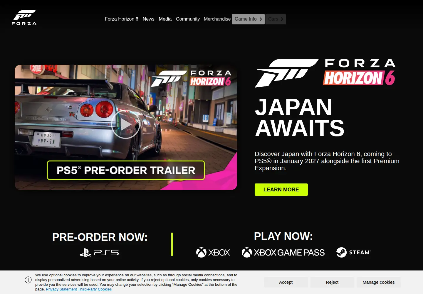 Screenshot of forza.net
