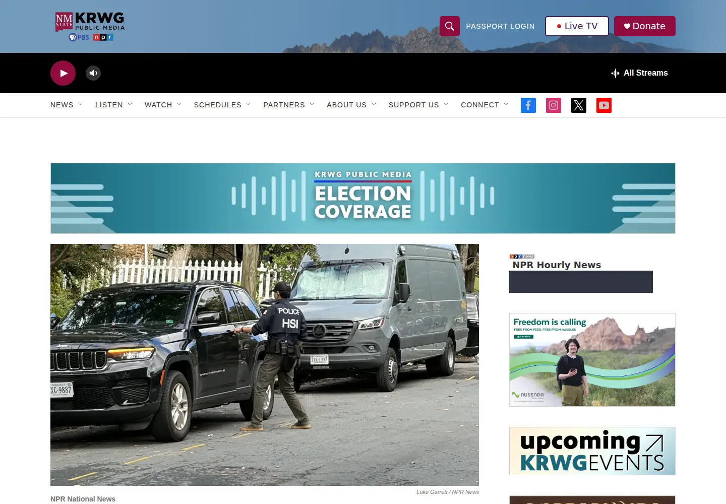 Captured homepage of krwg.org in the current scan