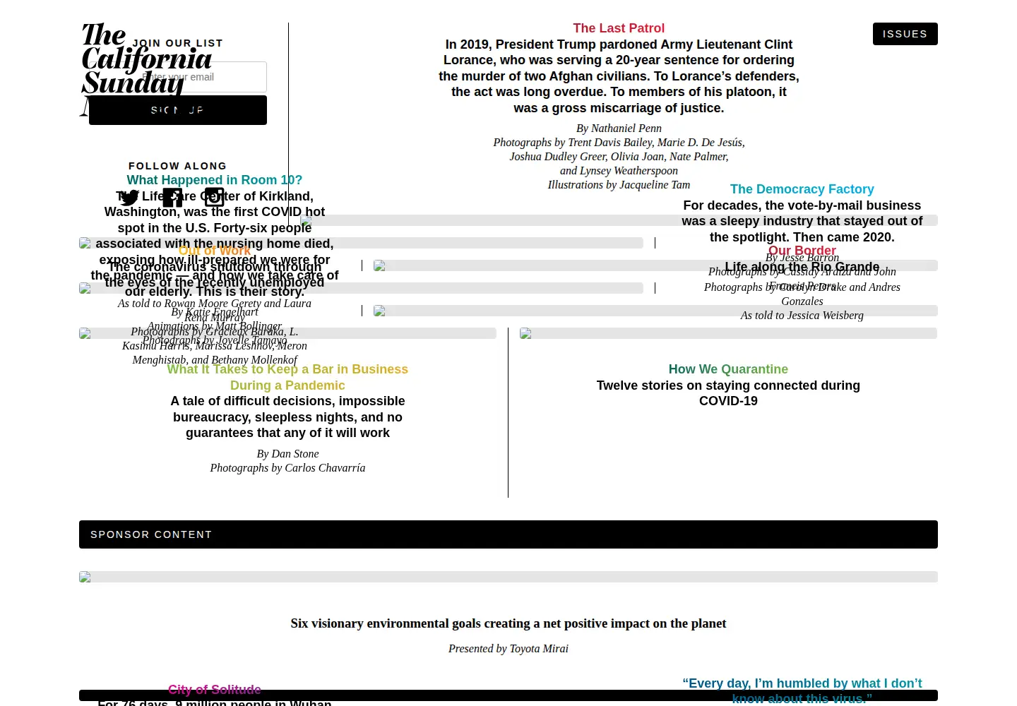 Screenshot of californiasunday.com