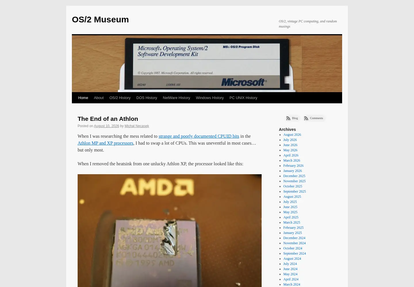 Captured homepage of os2museum.com in the current scan
