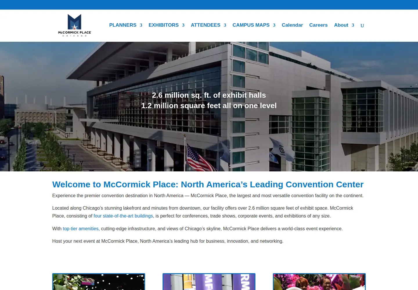 Captured homepage of mccormickplace.com in the current scan