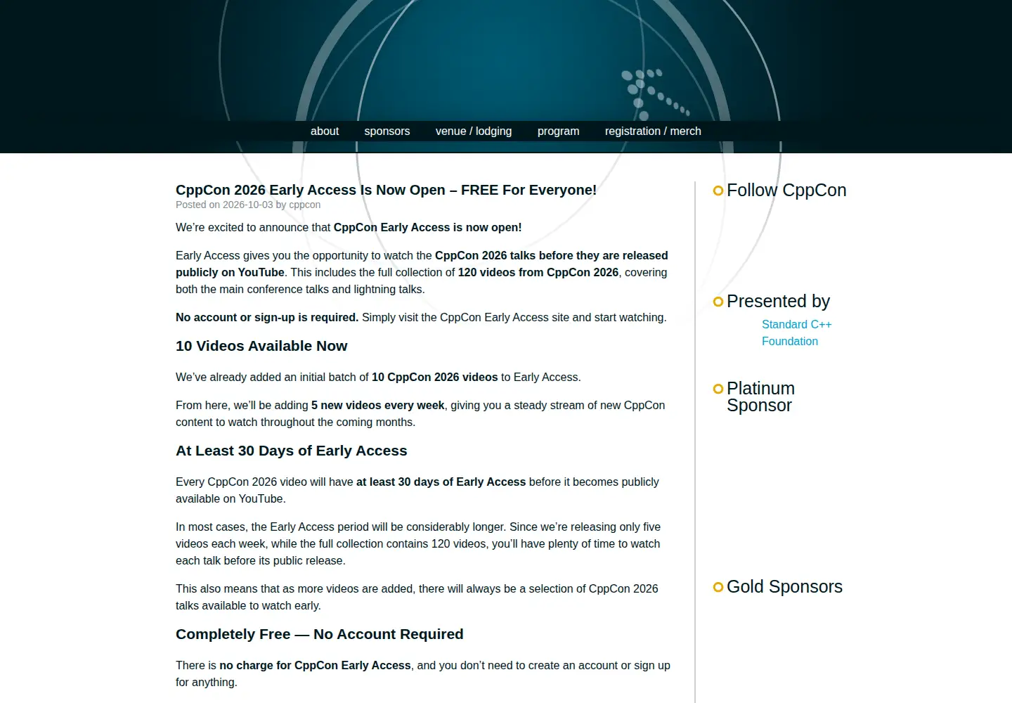 Screenshot of cppcon.org