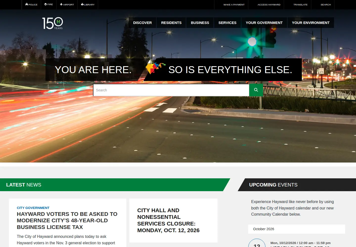 Captured homepage of hayward-ca.gov in the current scan
