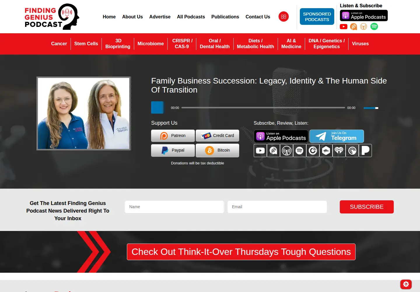 Screenshot of findinggeniuspodcast.com