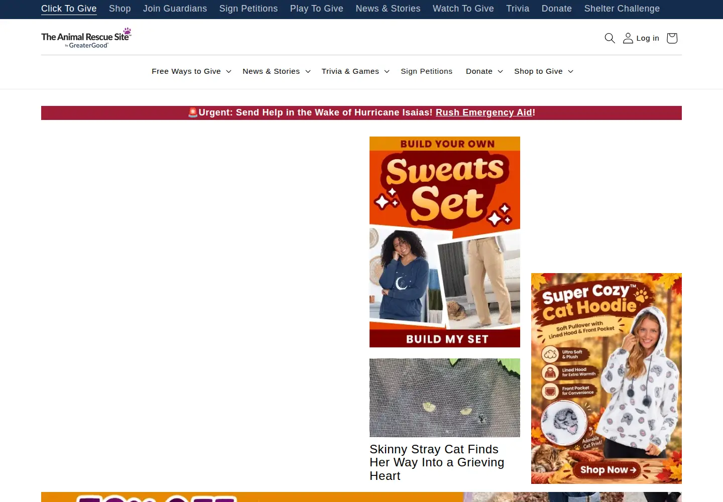 Screenshot of theanimalrescuesite.com