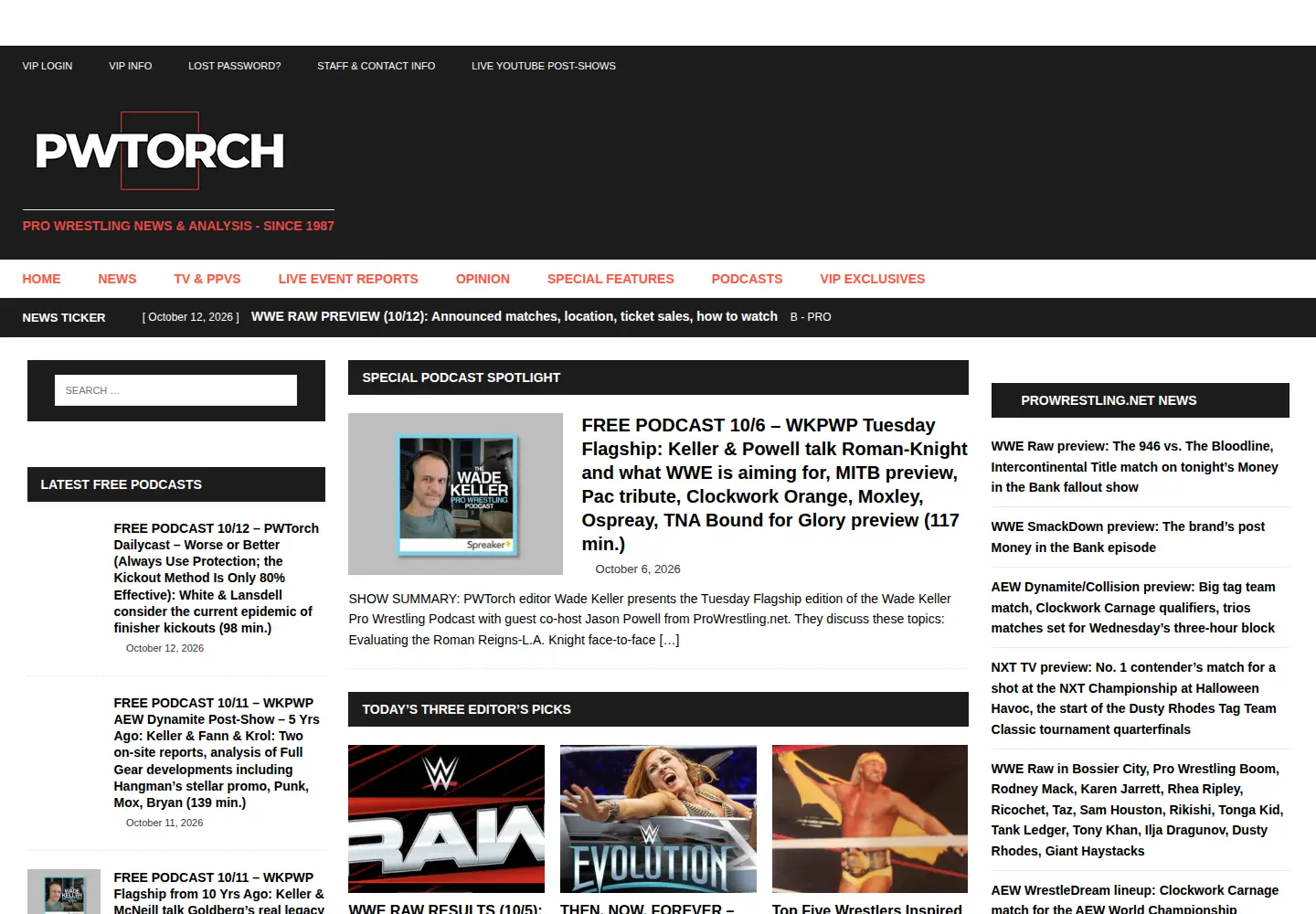 Screenshot of pwtorch.com