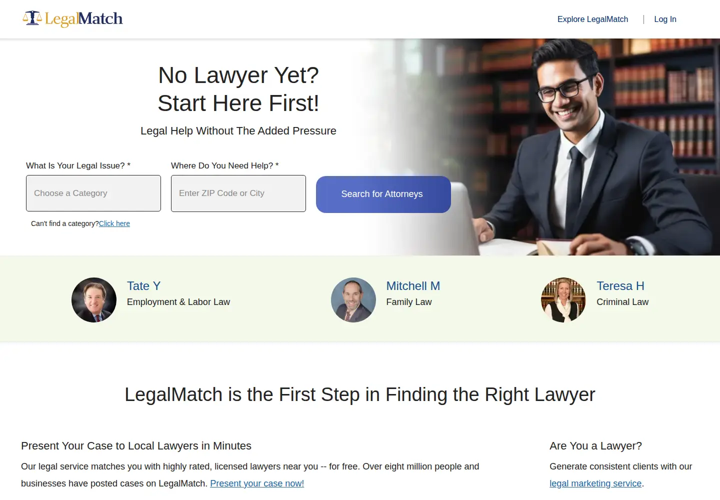 Screenshot of legalmatch.com
