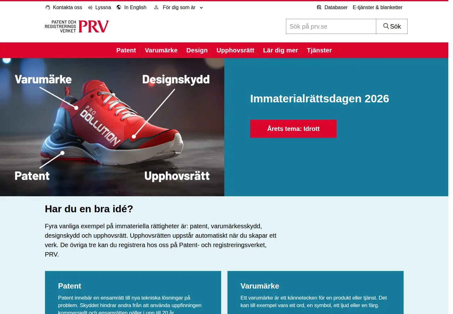 Screenshot of prv.se
