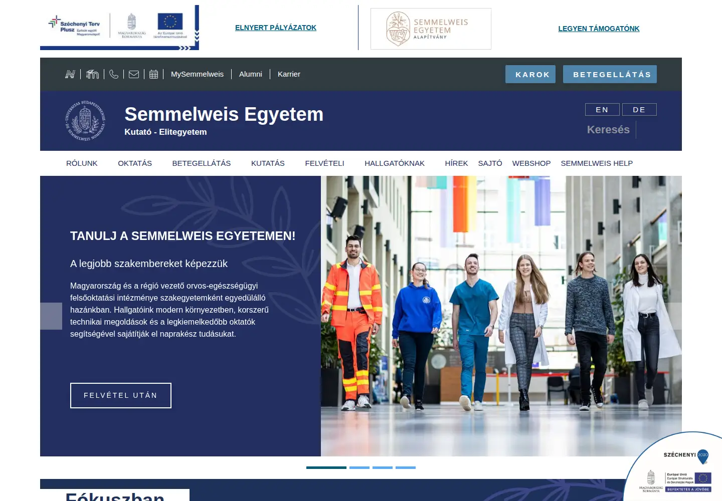 Screenshot of semmelweis.hu