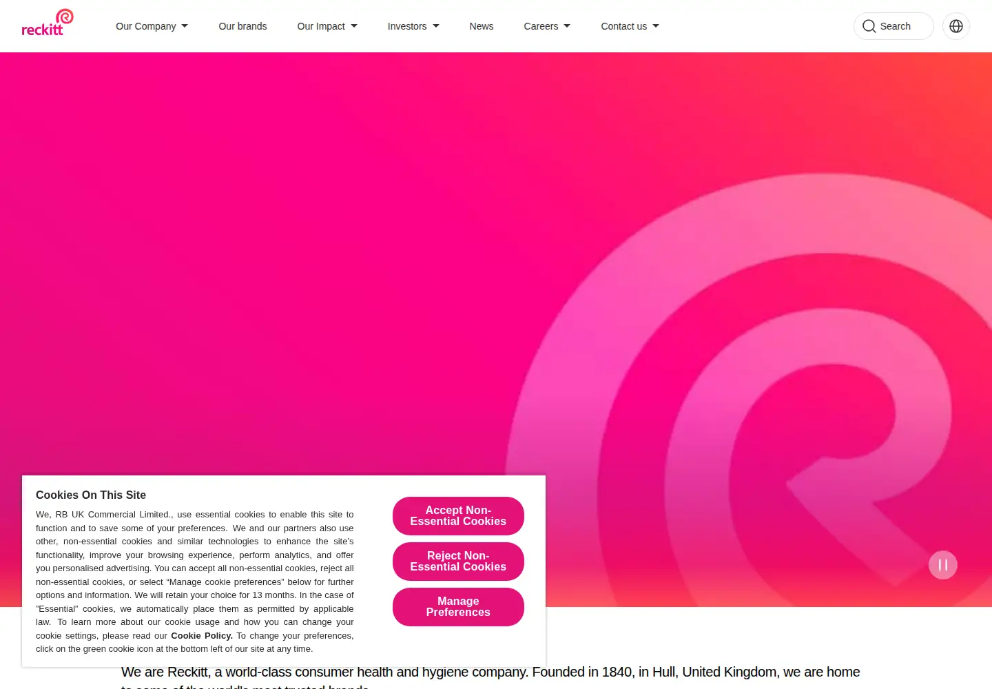 Captured homepage of rb.com in the current scan