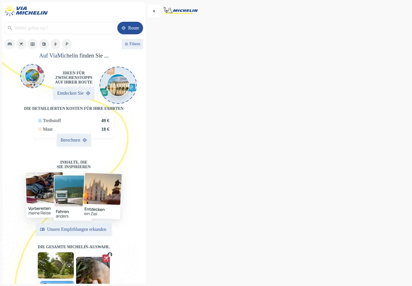 Captured homepage of viamichelin.de in the current scan