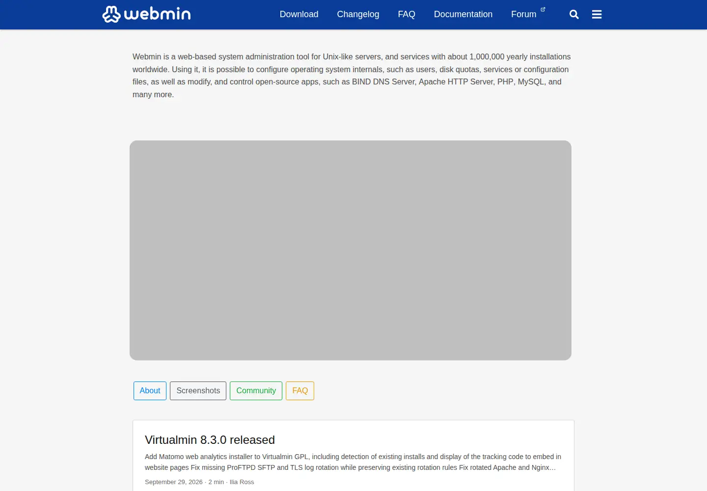 Screenshot of webmin.com