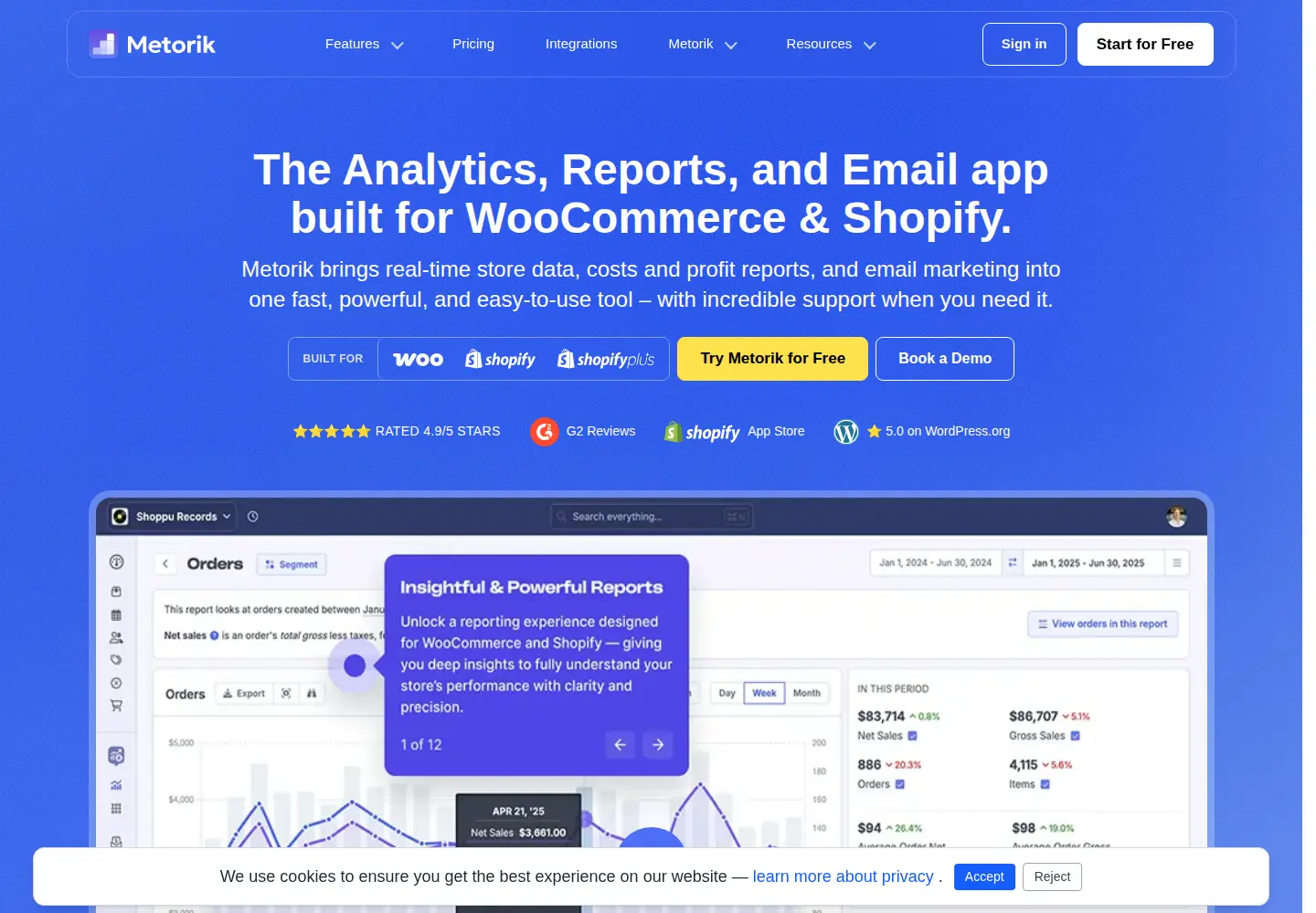Screenshot of metorik.com