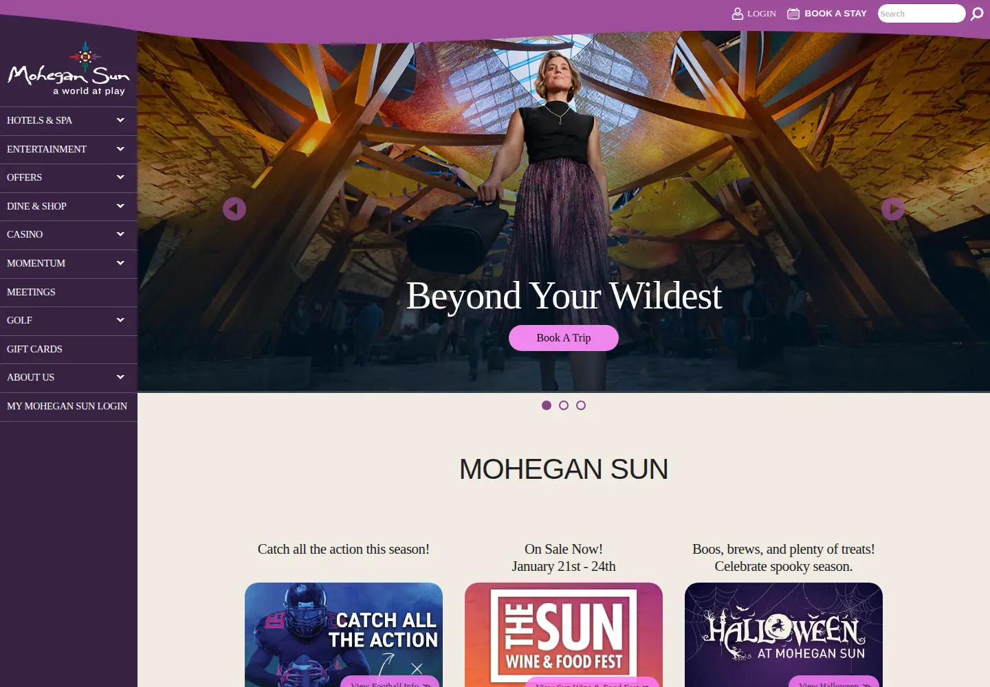 Screenshot of mohegansun.com