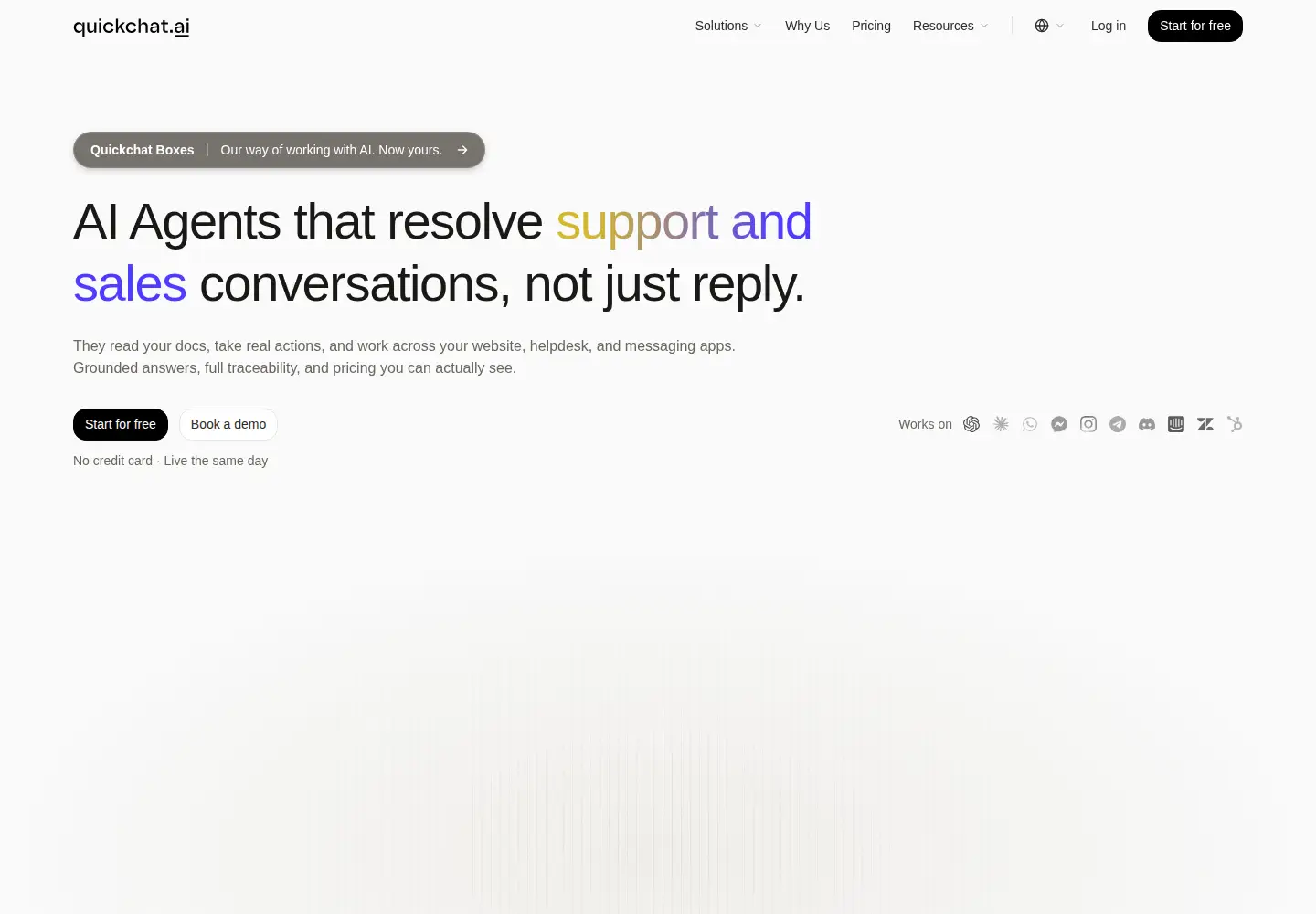 Captured homepage of quickchat.ai in the current scan