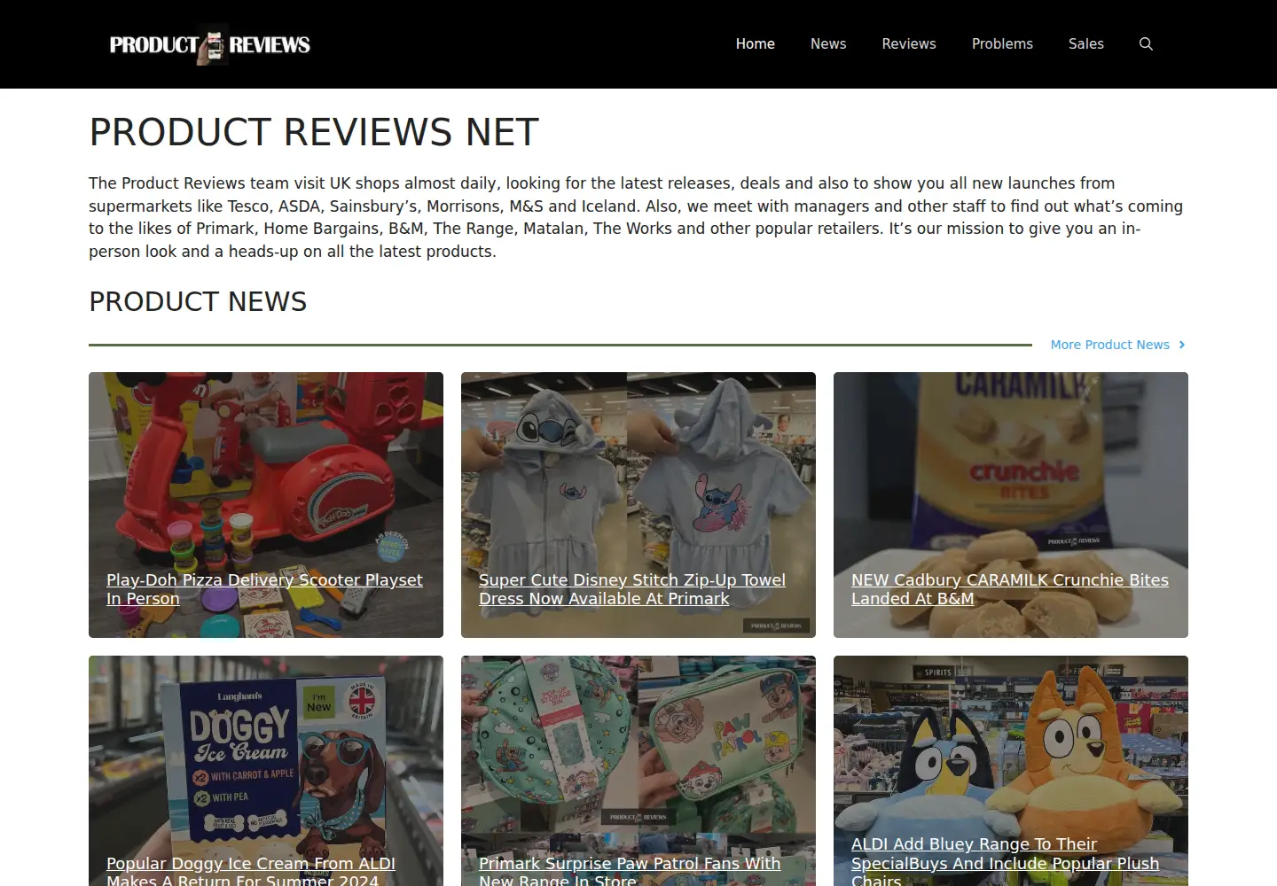 Captured homepage of product-reviews.net in the current scan