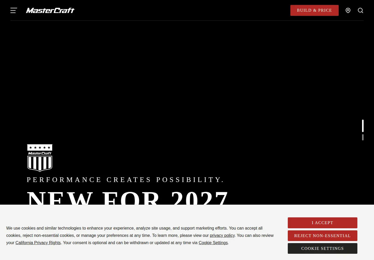 Screenshot of mastercraft.com