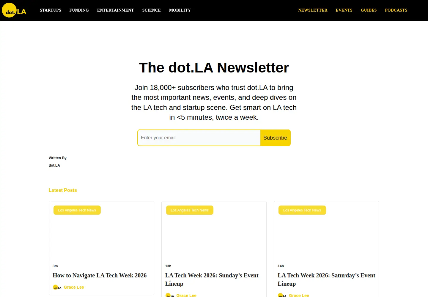 Captured homepage of dot.la in the current scan