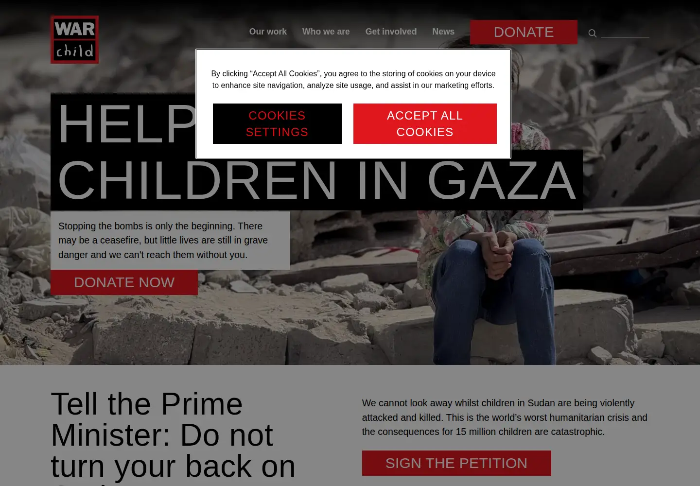 Screenshot of warchild.org.uk