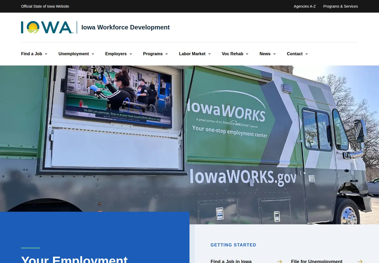 Screenshot of iowaworkforcedevelopment.gov