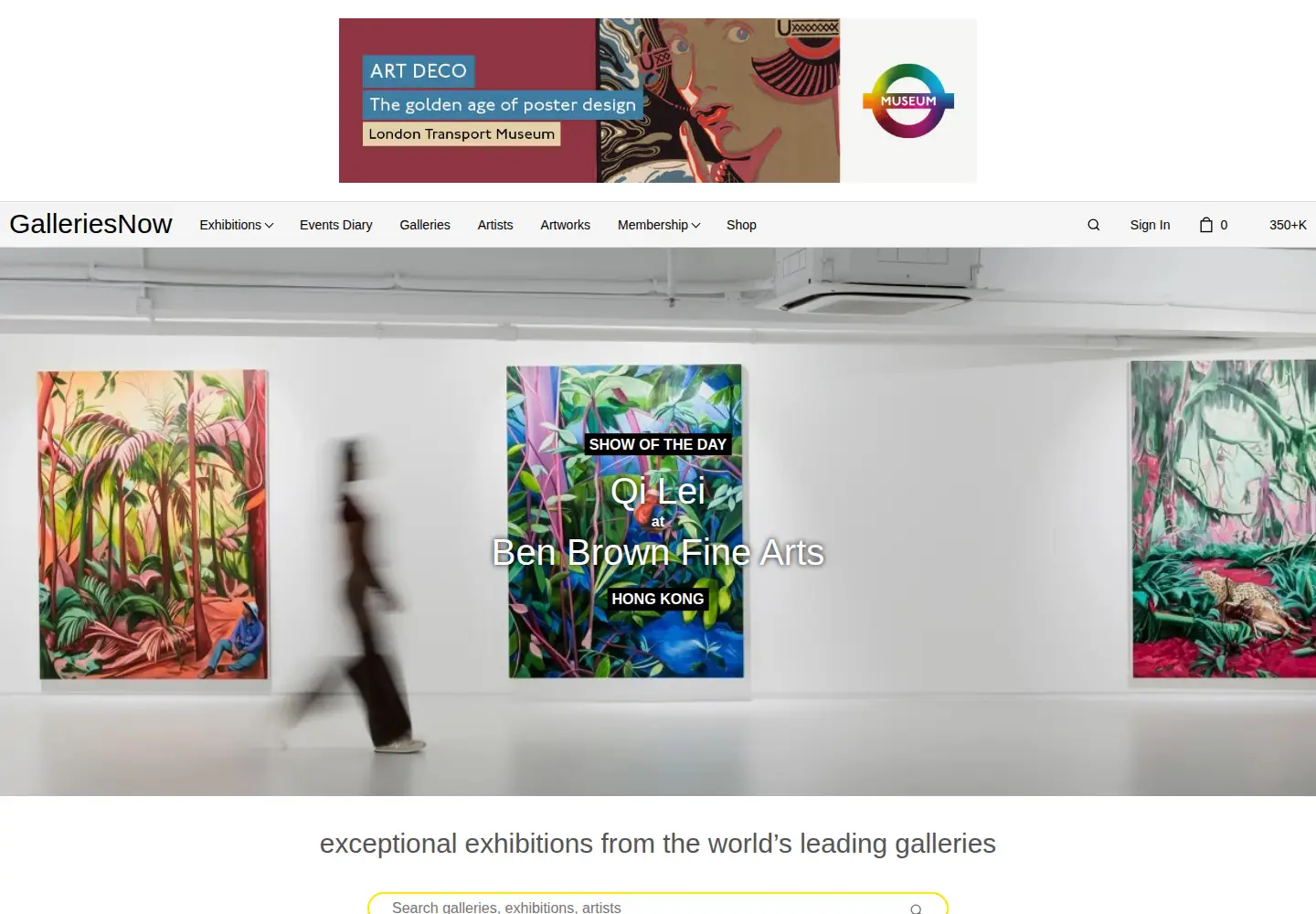 Screenshot of galleriesnow.net