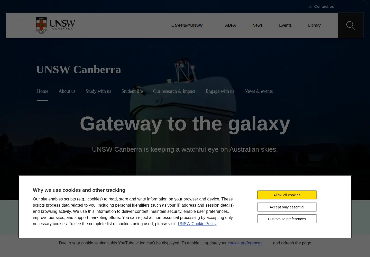 Screenshot of adfa.edu.au