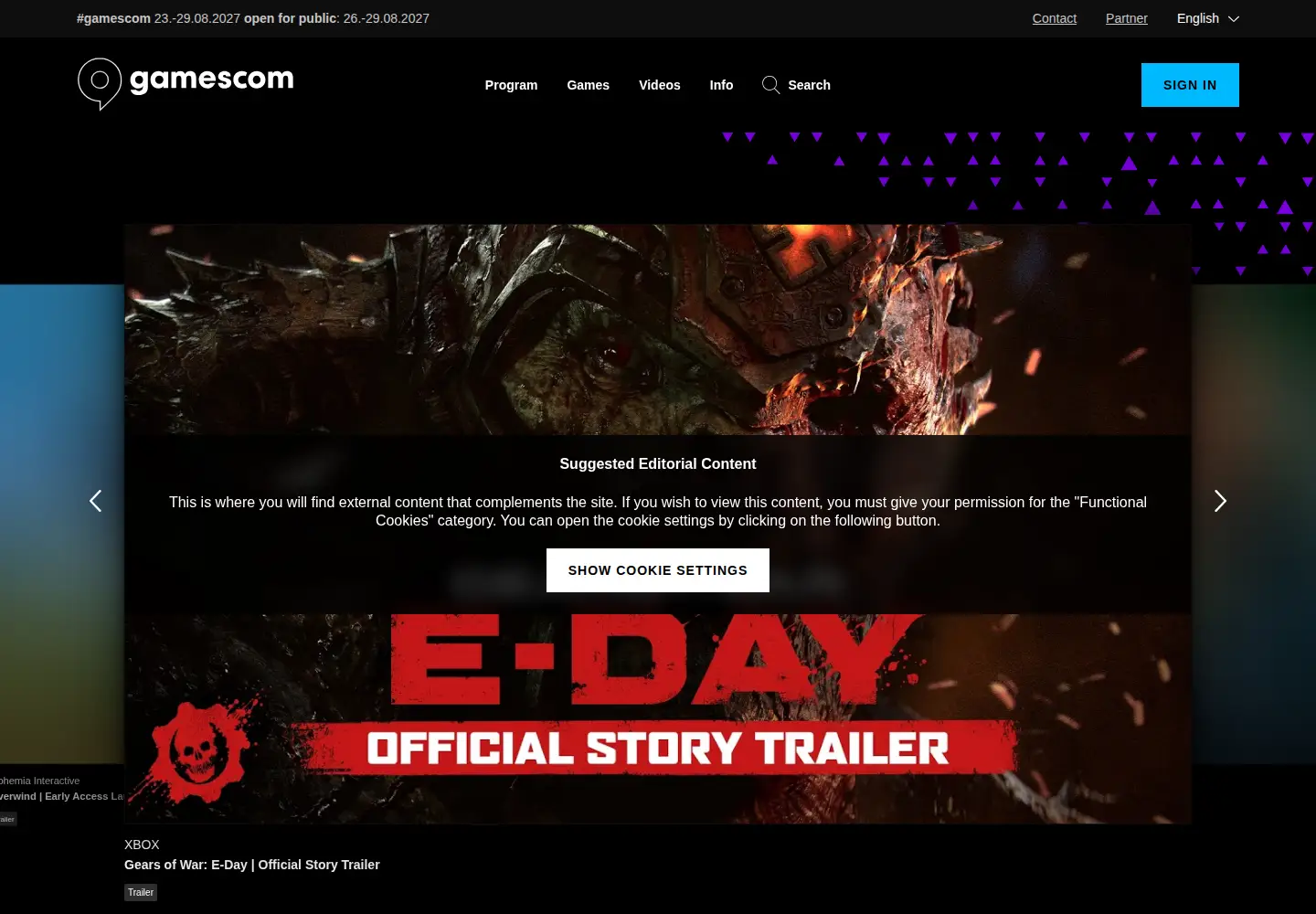 Screenshot of gamescom.de