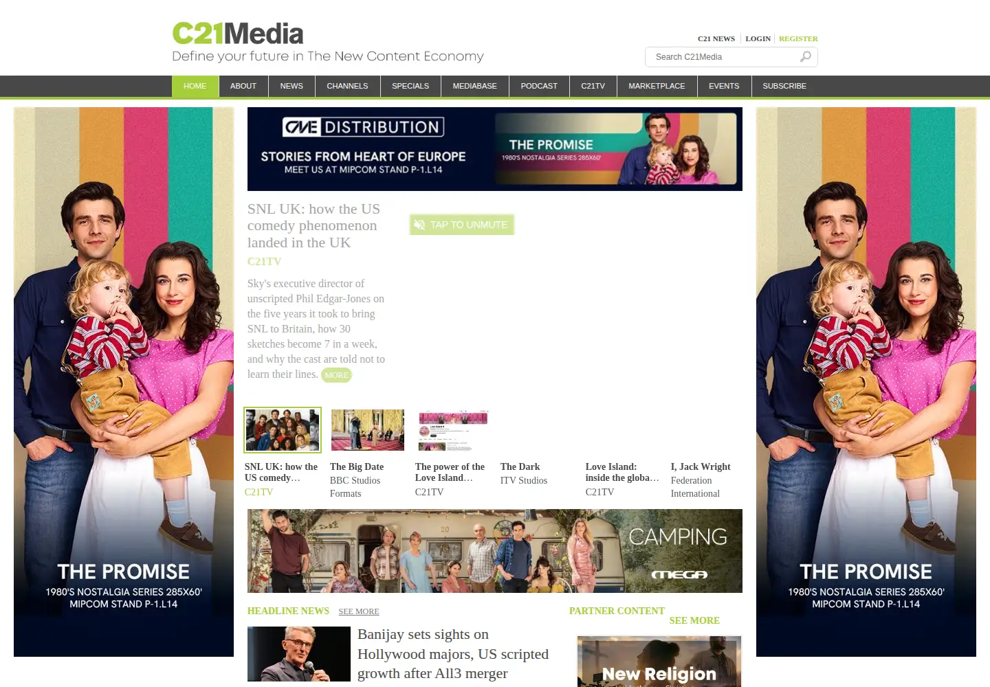 Captured homepage of c21media.net in the current scan
