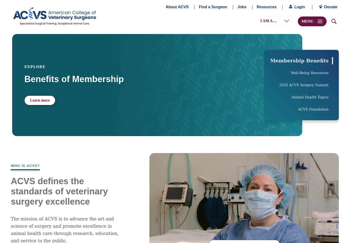 Captured homepage of acvs.org in the current scan