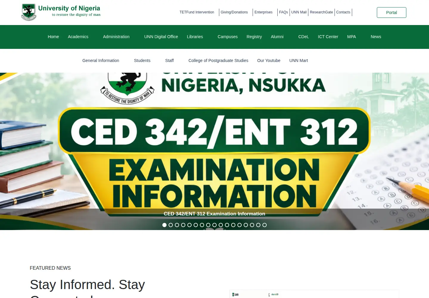 Screenshot of unn.edu.ng