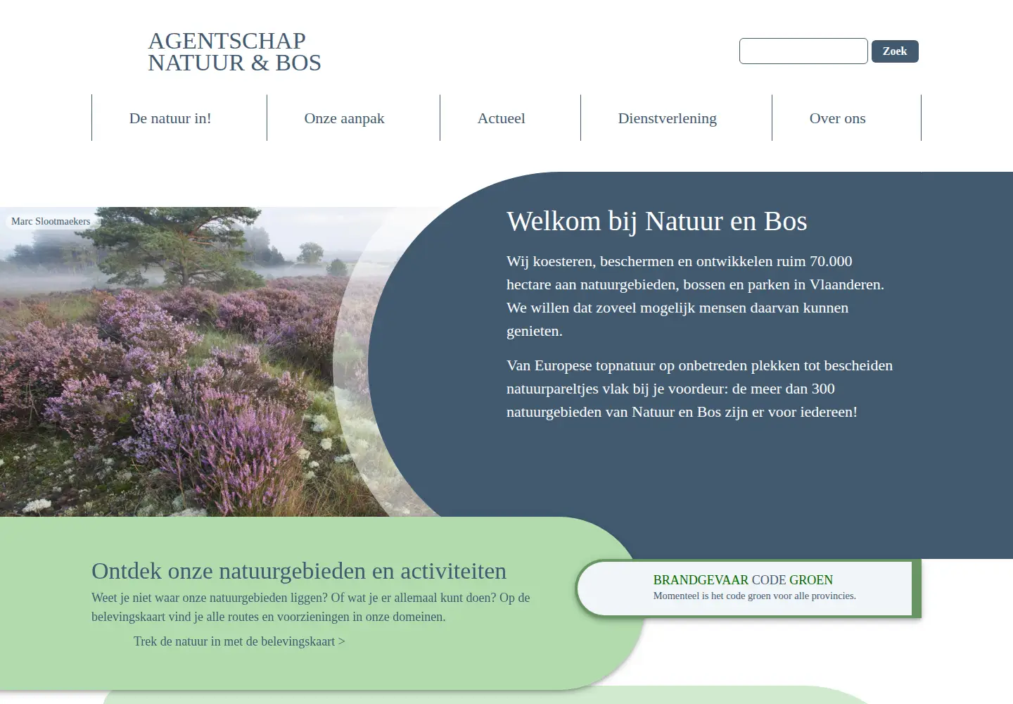 Captured homepage of natuurenbos.be in the current scan