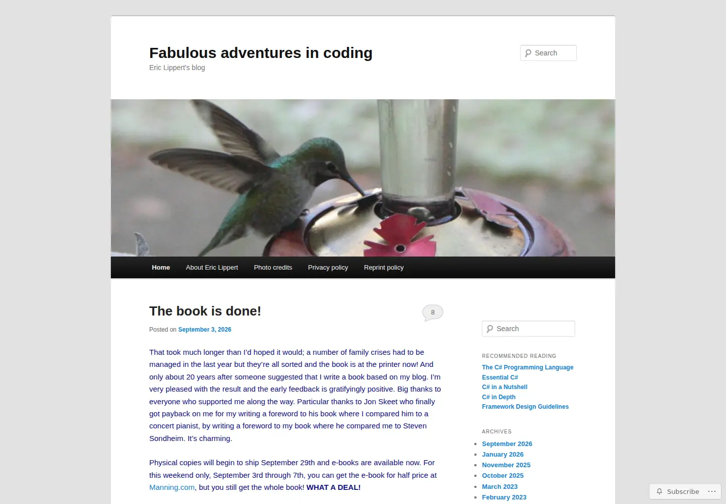 Screenshot of ericlippert.com