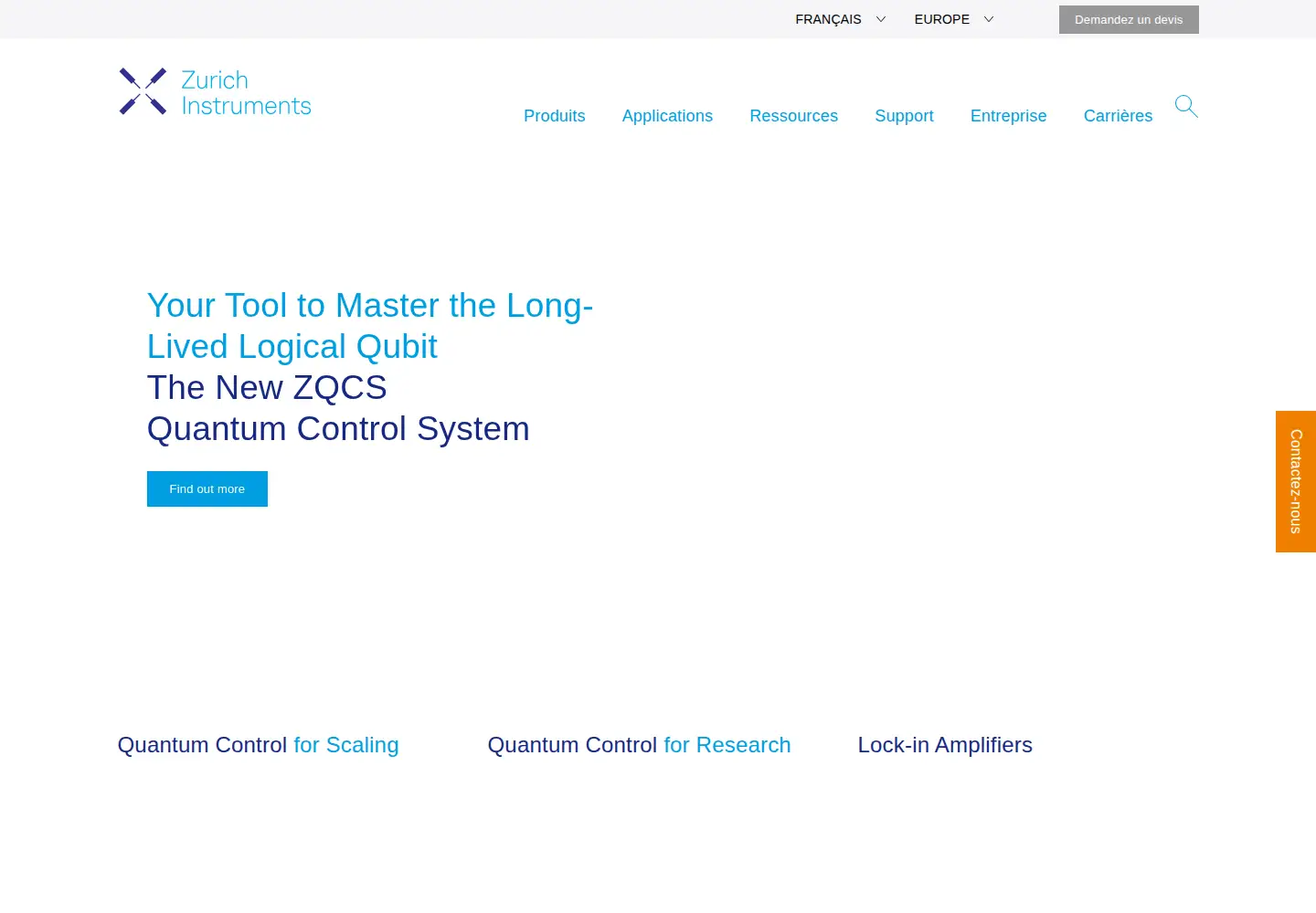 Screenshot of zhinst.com