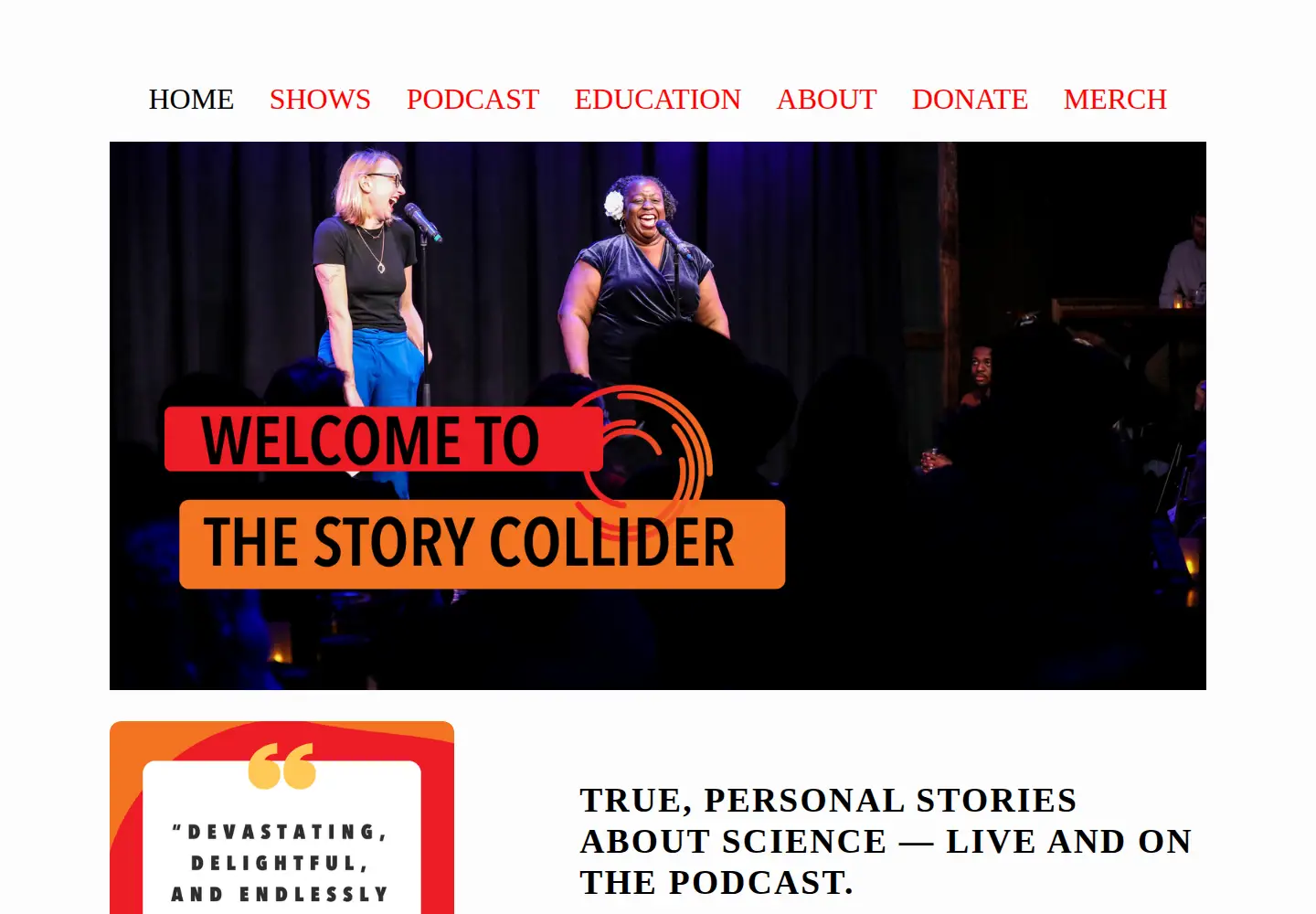 Screenshot of storycollider.org
