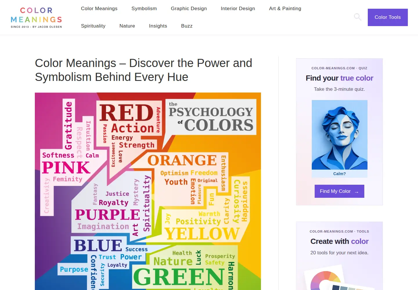 Screenshot of color-meanings.com