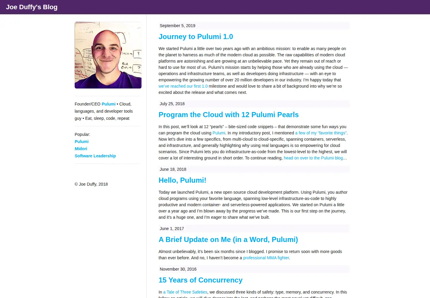 Screenshot of joeduffyblog.com