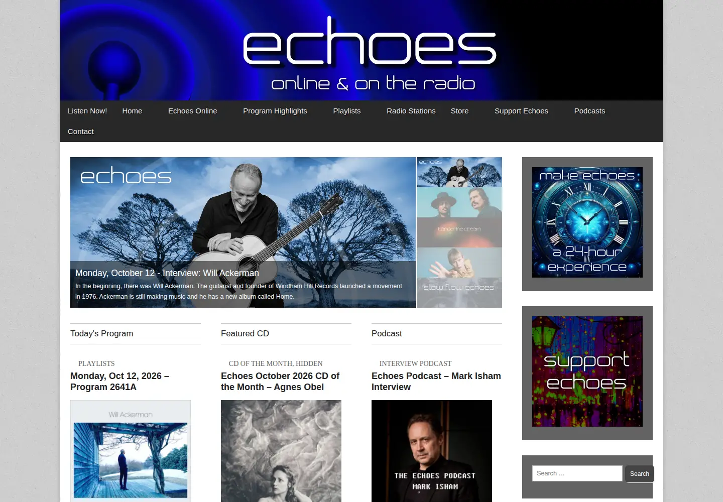 Screenshot of echoes.org