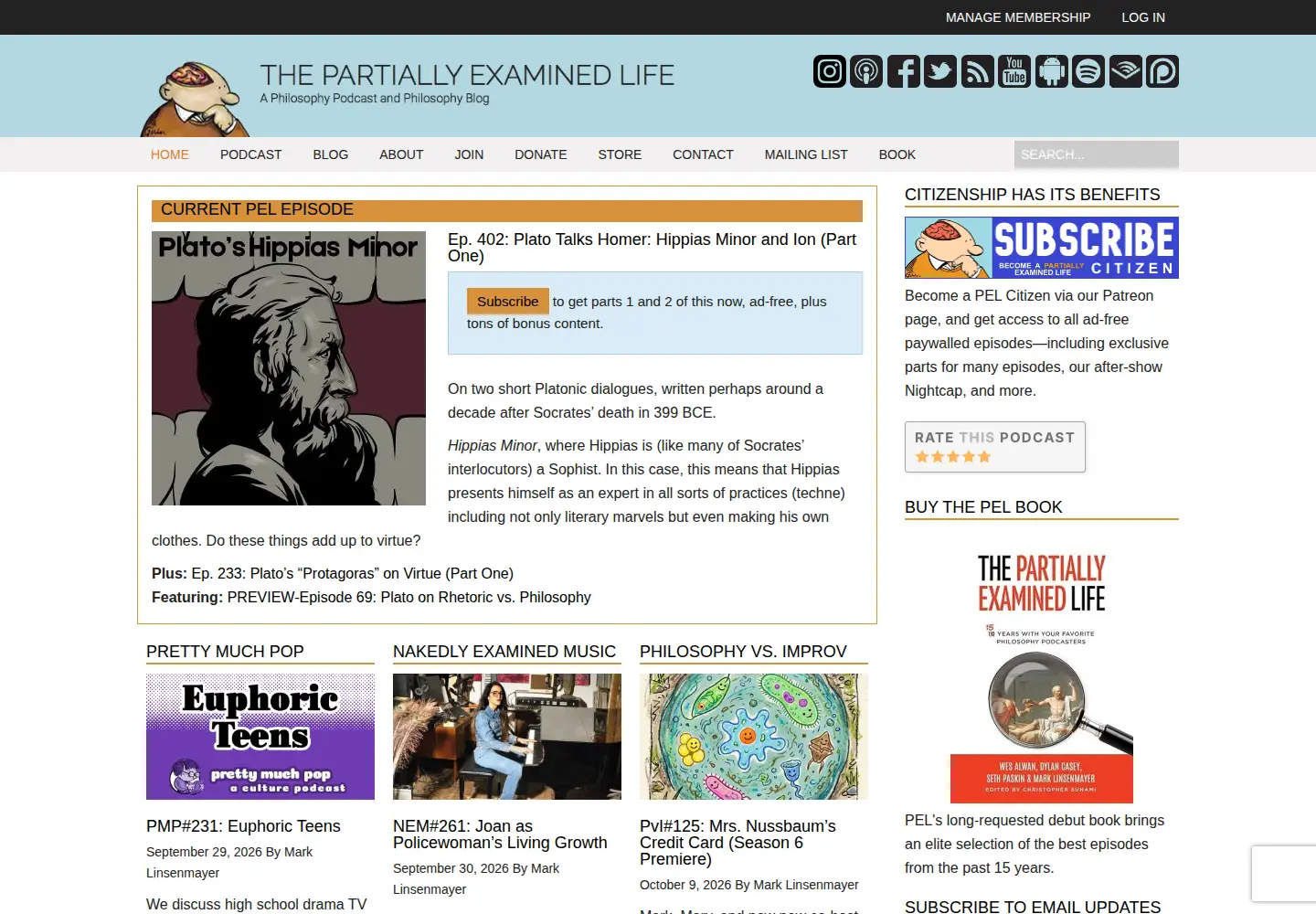 Screenshot of partiallyexaminedlife.com